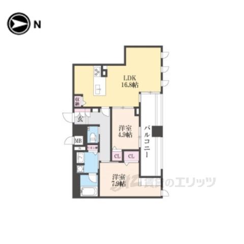 LAVIENANARA(2LDK/5階)の間取り写真