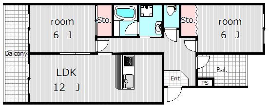 マンションアルス(2LDK/1階)の間取り写真