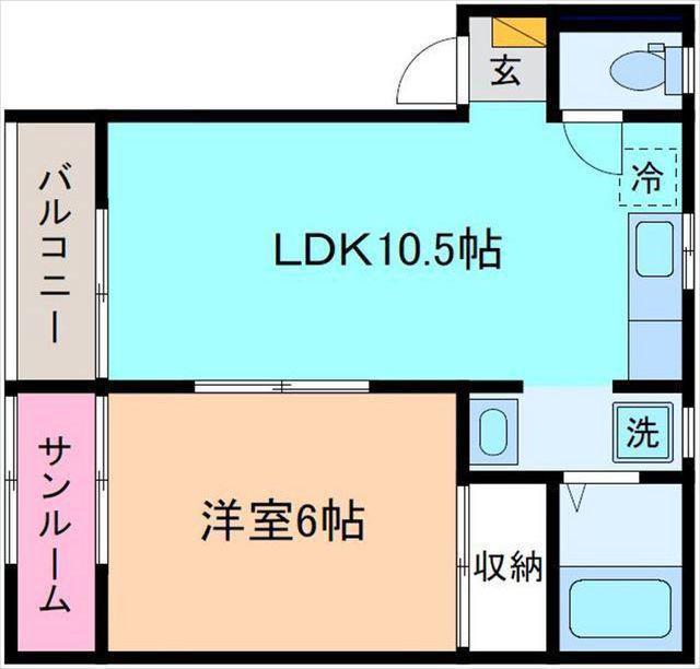 フレンドハウス(1LDK/1階)の間取り写真