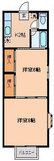 グリーンシティ戸枝(2K/2階)の間取り写真