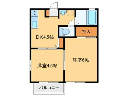 ハイツサンフラウァ B(2DK/1階)の間取り写真