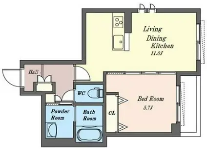 プレミアス酒々井(1LDK/2階)の間取り写真