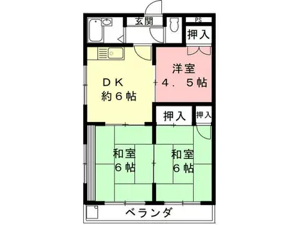 コーポすぎもと A(3DK/2階)の間取り写真