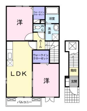 サザンヒルズ(2LDK/2階)の間取り写真
