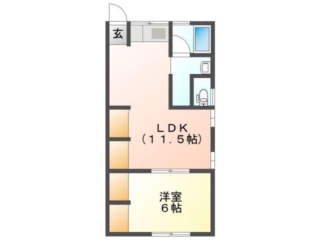 シティハイムシュクラン(1LDK/2階)の間取り写真