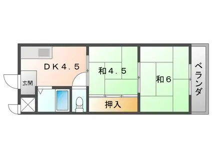 栄光サンプラザ(2K/4階)の間取り写真