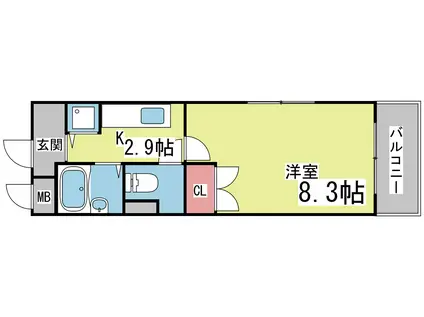 アビターレ六甲(1K/4階)の間取り写真