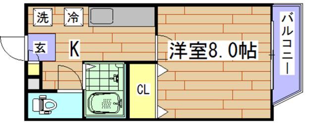 サンヴァーリオ宮千代(1K/4階)の間取り写真
