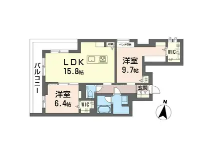 アリビオ(2LDK/3階)の間取り写真