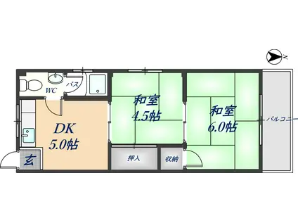 金沢マンション(2DK/4階)の間取り写真