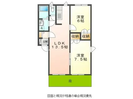 ビートルタウンパーク E棟(2LDK/1階)の間取り写真