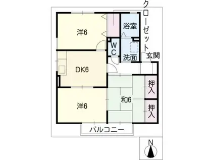 セジュール平井A棟(3DK/2階)の間取り写真