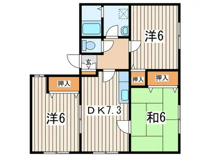 コージー湘南山手(3DK/1階)の間取り写真