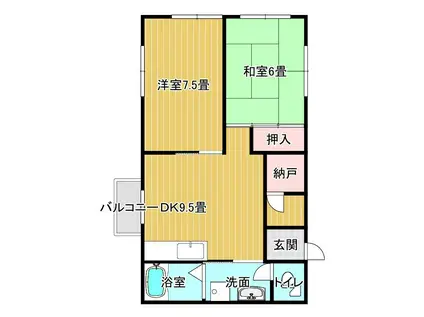 福岡アパート(2DK/2階)の間取り写真