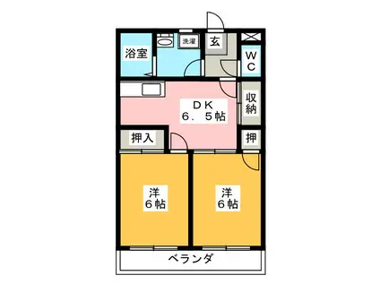 KARASUNO(2DK/2階)の間取り写真