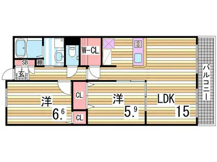 コンフォート西神戸(2LDK/5階)の間取り写真
