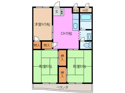 ジュピターマンション大津II(3K/3階)の間取り写真