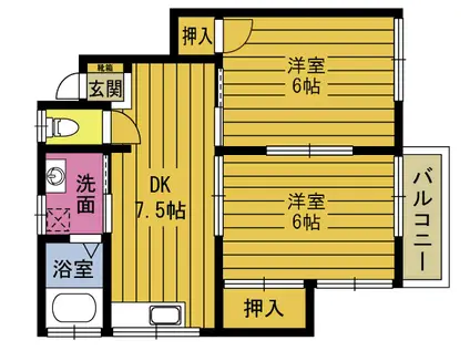 コーポうえきII(2DK/1階)の間取り写真