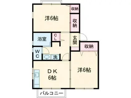 サンロード赤塚 B棟(2DK/2階)の間取り写真