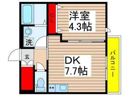 八千代市村上アパート計画(1DK/1階)の間取り写真