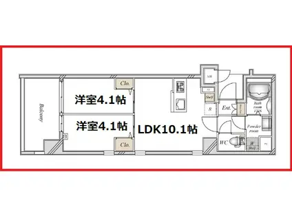 オープンブルーム東向島(2LDK/1階)の間取り写真