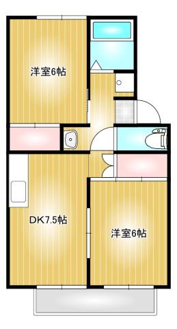 プレジール純A棟(2DK/2階)の間取り写真