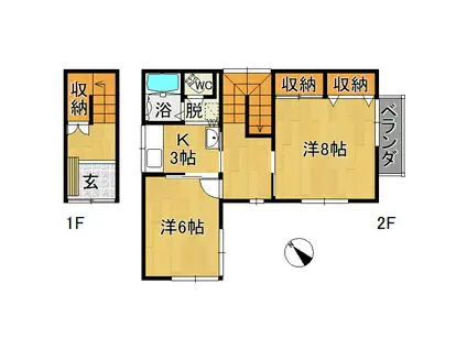 コーポ幸畑(2K/2階)の間取り写真