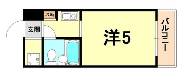 カサベラ岡本(ワンルーム/2階)の間取り写真