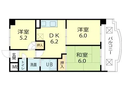 ロイヤルコーポ加古川(3DK/5階)の間取り写真
