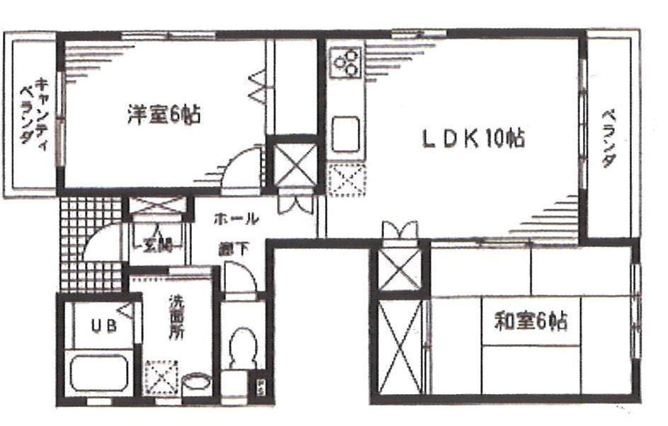 栄町メゾン(2LDK/2階)の間取り写真
