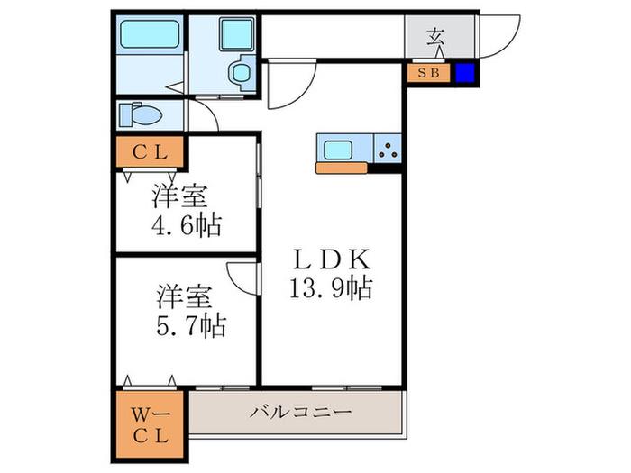 CASA WOOD 壬生(2LDK/3階)の間取り写真