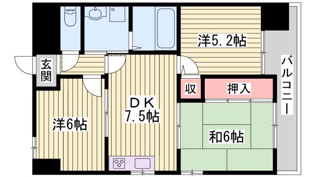 ロイヤルコーポ野田(3DK/10階)の間取り写真