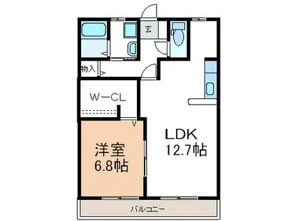 コーポリヲ(1LDK/1階)の間取り写真