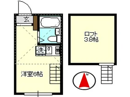 カイノス弘明寺(ワンルーム/1階)の間取り写真
