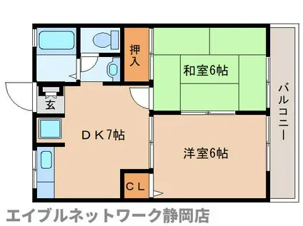 メゾンクリスタル(2DK/2階)の間取り写真