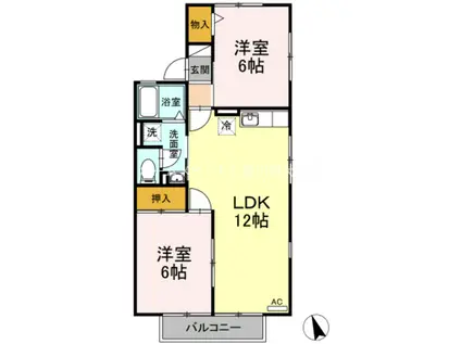 セジュール西浦B(2LDK/2階)の間取り写真