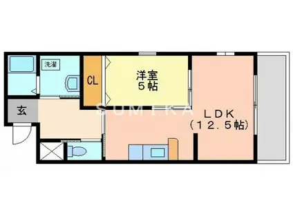クレセール津島(1LDK/3階)の間取り写真
