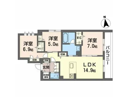 ポルターナI(3LDK/2階)の間取り写真