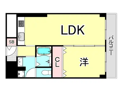 うはら甲子園口ビル(1LDK/5階)の間取り写真