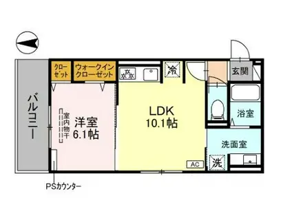 ヴィダ西京極(1LDK/2階)の間取り写真