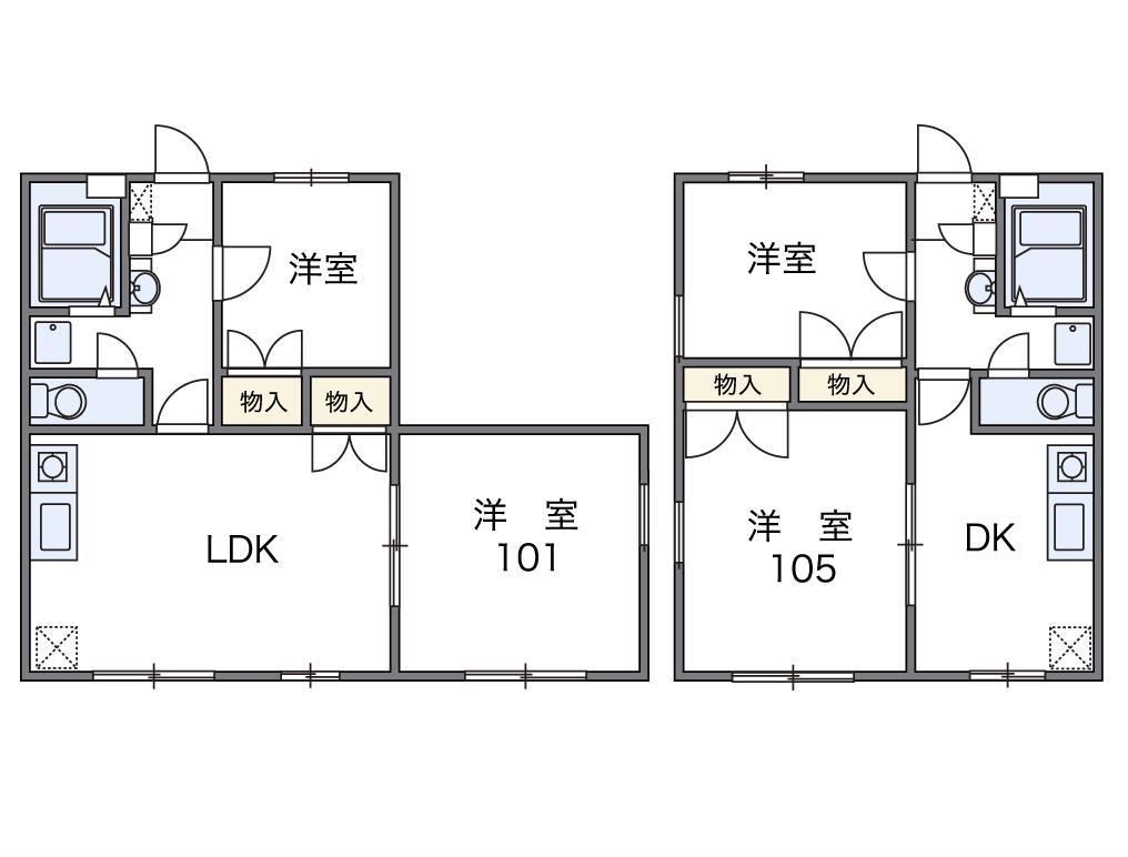 レオパレスHIRO(2DK/1階)の間取り写真
