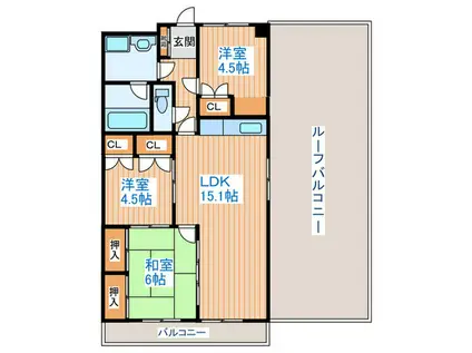 ライオンズマンション瑞鳳(3LDK/8階)の間取り写真