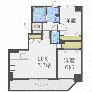 エルミタージュ琴似(2LDK/3階)の間取り写真