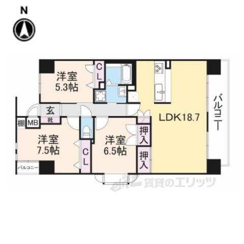 アルモード京都西院(3LDK/2階)の間取り写真