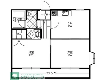トレンディハイツ(2DK/2階)の間取り写真