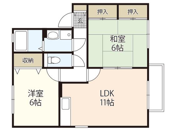 セジュール行友II(2LDK/1階)の間取り写真