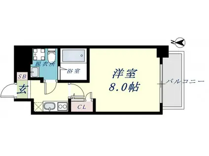 TLRレジデンス高井田(1K/6階)の間取り写真