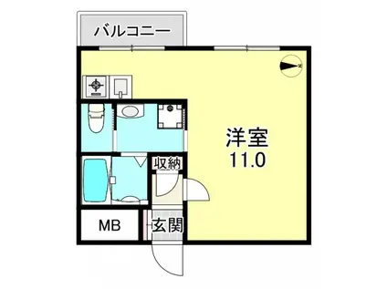 ウェルバード瓜破(ワンルーム/5階)の間取り写真