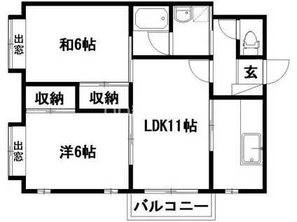 サンシャイン下池川(2LDK/1階)の間取り写真