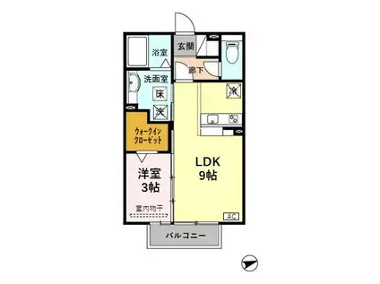 ドリーム・レセンテB(1LDK/1階)の間取り写真